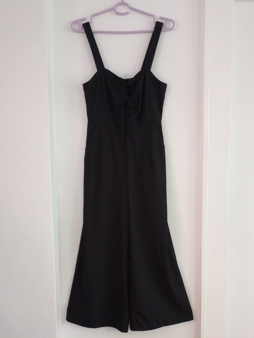 Love, Fire Black Jumpsuit Front Tie Pockets Lightweight Size XS